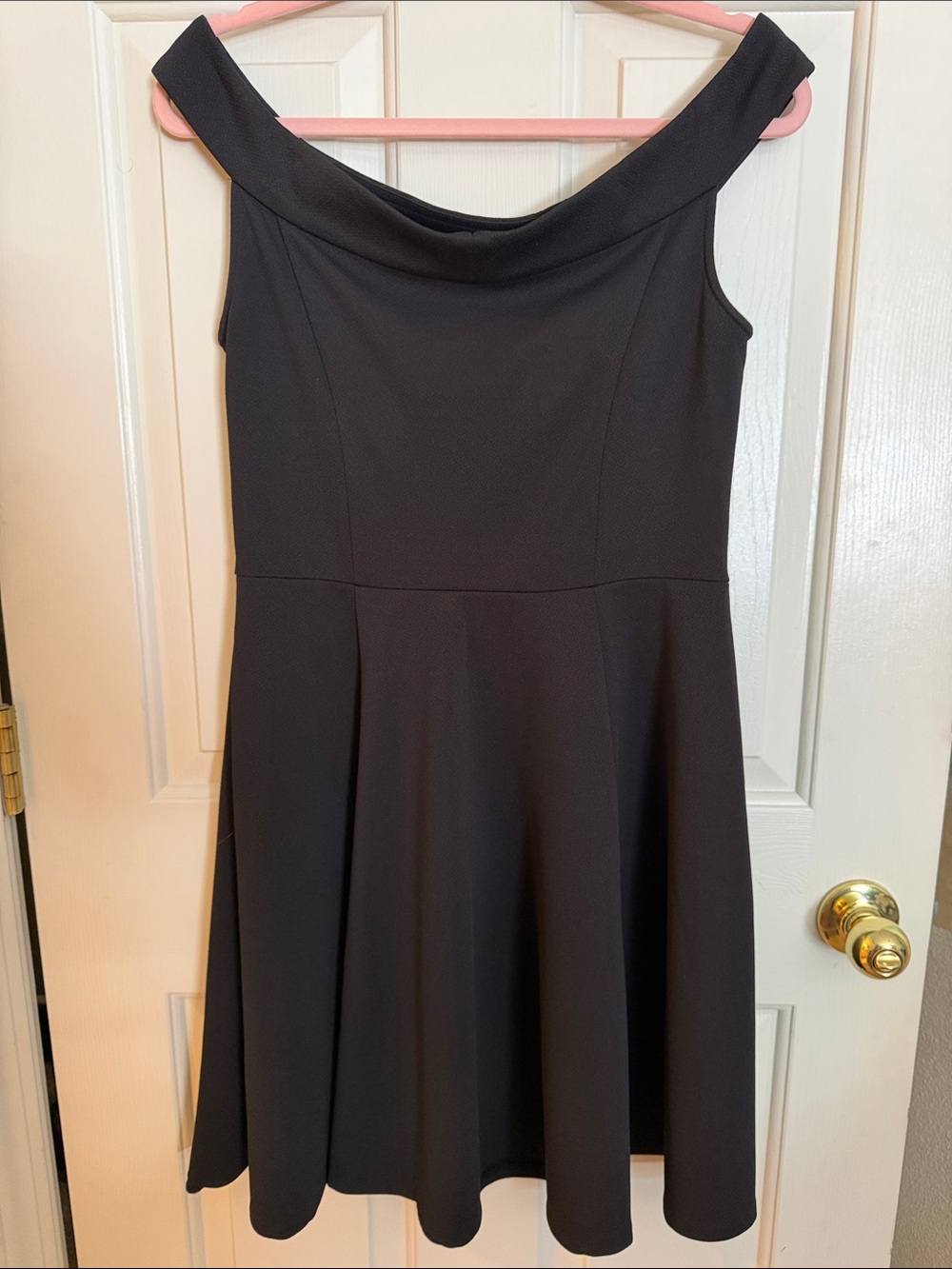 Beige by eci Black One-Shoulder Fit & Flare Dress